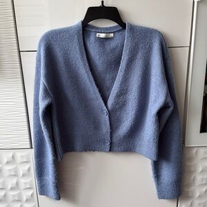 Blue cardigan sweater